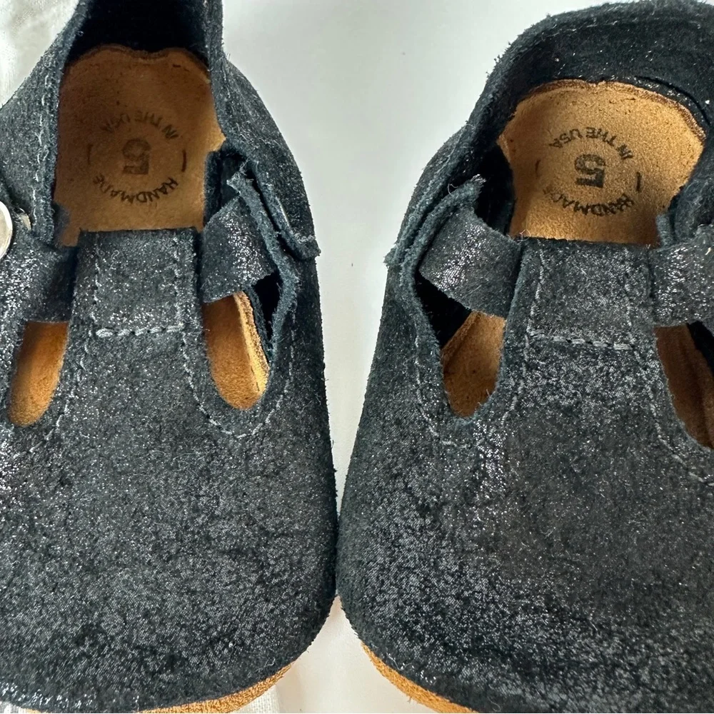 Midnight Shimmer Mon Petit Shoes MPs Black Shimmery Sparkly Leather Soft Soles 5